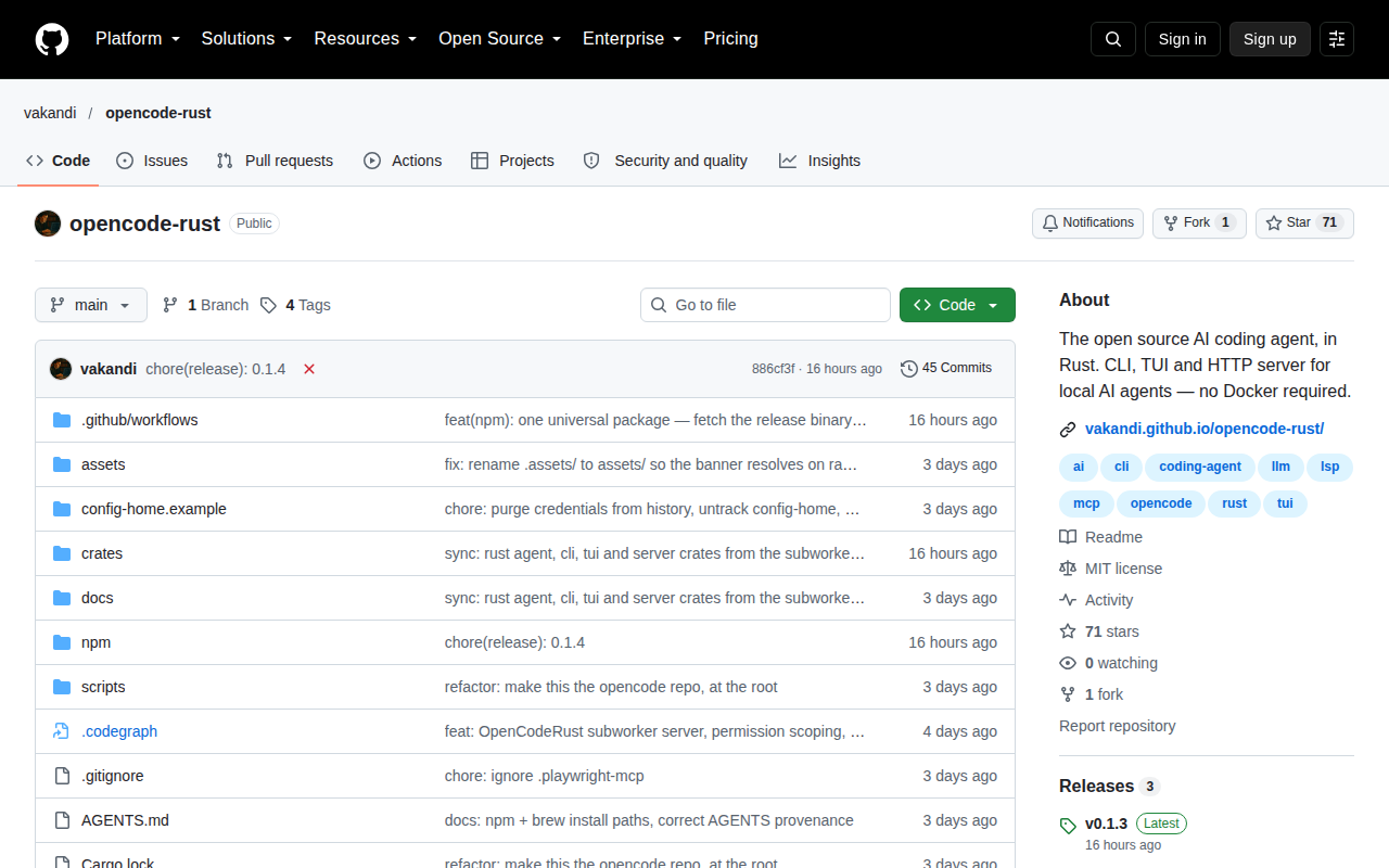 opencode-rust screenshot